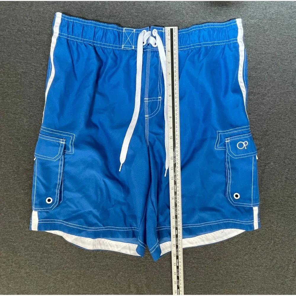 Ocean Pacific Mens Ultra Blue‎ Cargo Swim Trunks Board Shorts L 36-38 OM15105Y
